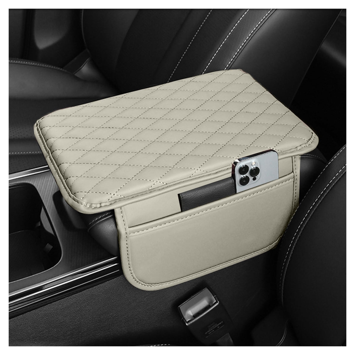 Stacool Upgraded Car Center Console Cover,Microfiber Leather Car Armrest Cover Cushion with 2 Storage Bags,Universal Car Armrest Storage Box (Brown) Jansha Store