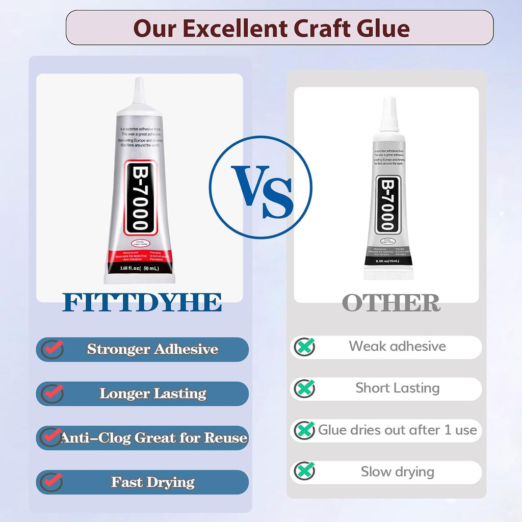 B7000 Jewelry Glue for Making, FITTDYHE 1PCS 50ML/1.69 fl oz Clear Adhesive for Rhinestone, Fabric, Multipurpose Super B-7000 for Phone Repair, Nail Art, Wood, Glass, Charms Jansha Store