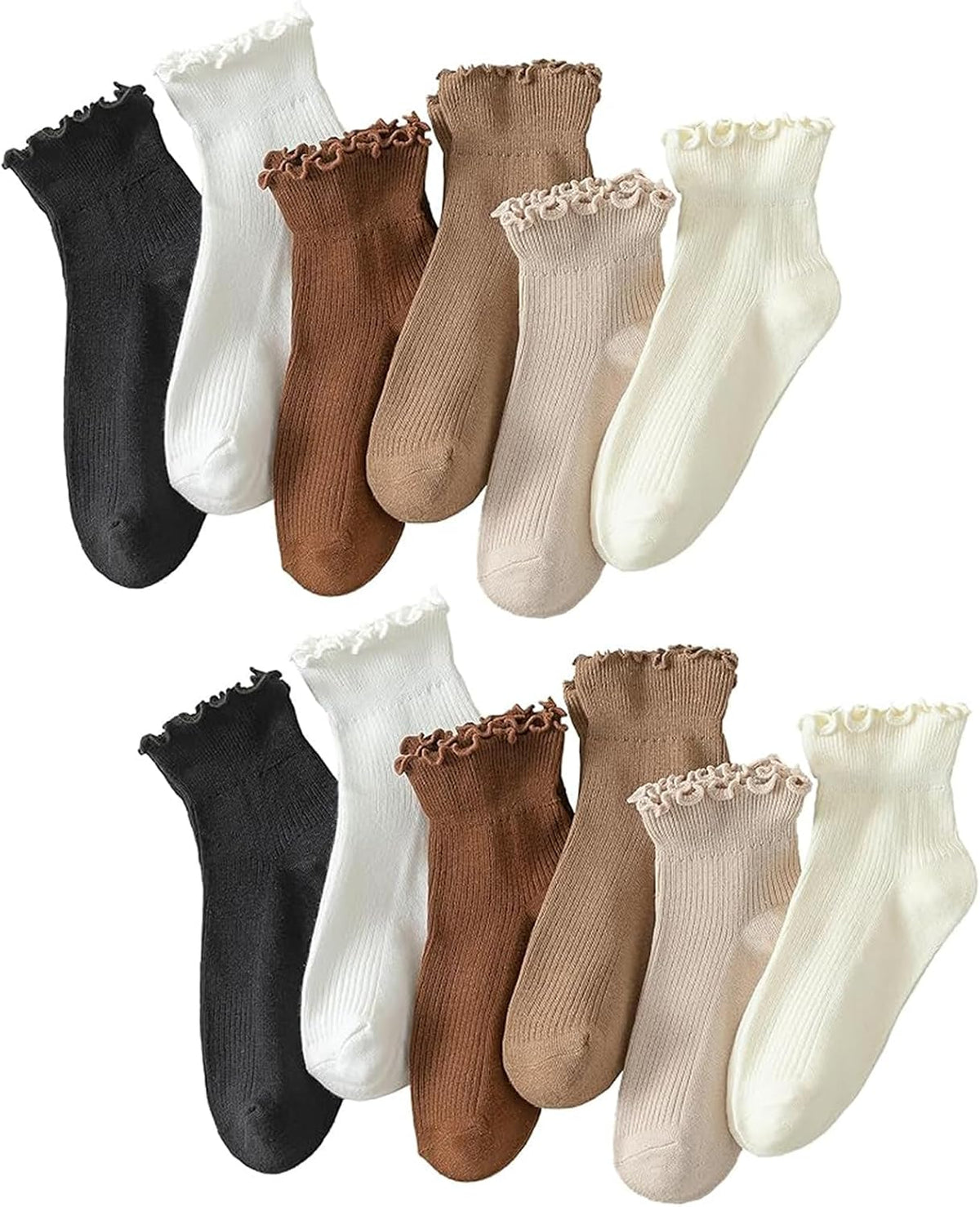 Hstyle 6 Pairs of Ruffle Socks Women, Cute Ruffle Ankle Socks Jansha Store
