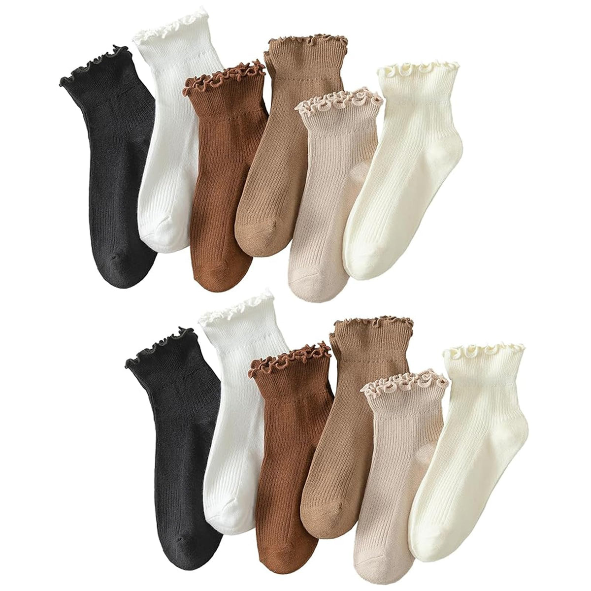 Hstyle 6 Pairs of Ruffle Socks Women, Cute Ruffle Ankle Socks Jansha Store