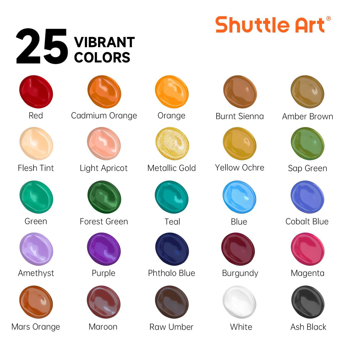 Shuttle Art Acrylic Paint, 36 Colors Acrylic Paint Set with Brushes & Palette, 2oz/60ml Bottles, Rich Pigments Non-toxic for Artists Kids & Adults, Painting on Canvas Rocks Ceramic Wood Jansha Store