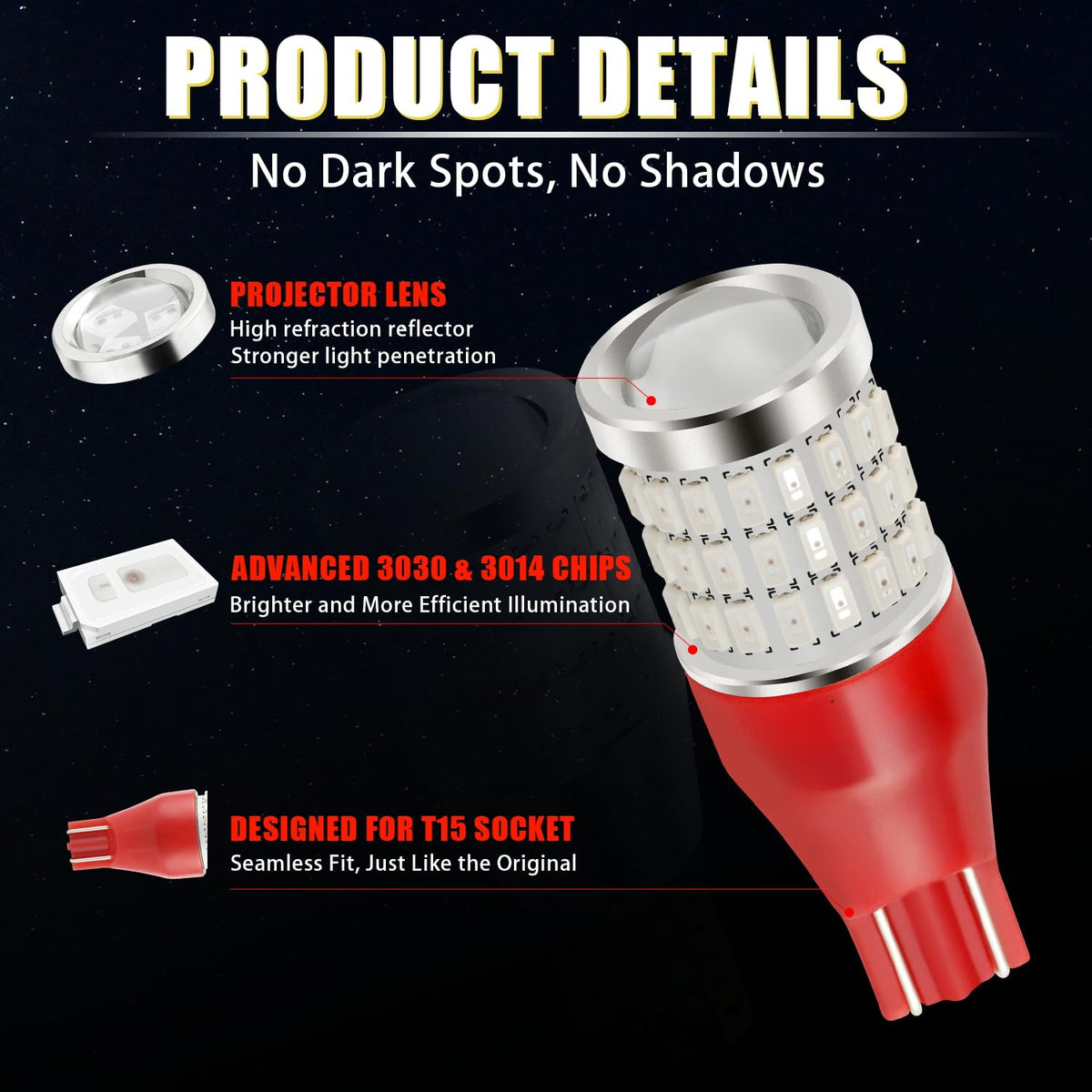 iBrightstar 3157 LED Bulb White, 4157 3156 LED Reverse Light Bulbs Super Bright for Tail Brake Lights Backup Lights Turn Signal Lights, 2 Pack Jansha Store