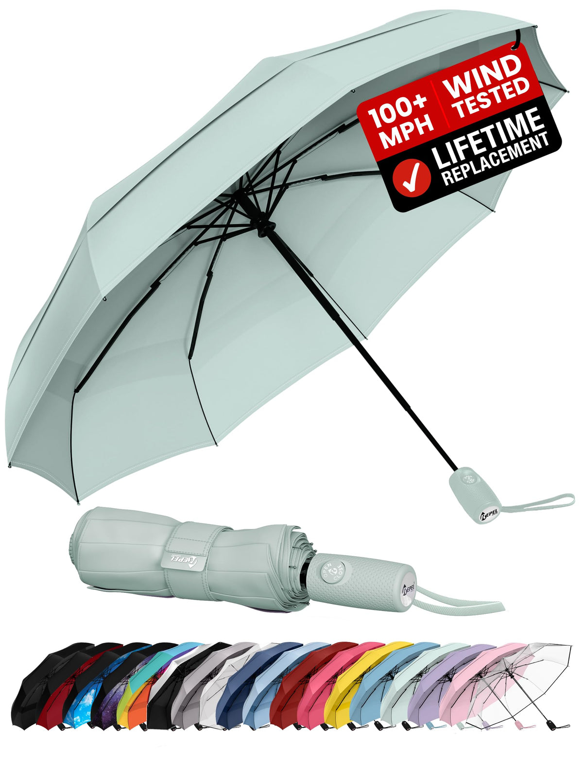 Windproof Travel Umbrella - Compact & Withstands Winds up to 100MPH, Strongest Premium Auto Folding Umbrella for Rain and Sun - Durable, Light & Portable for Women & Men, Fits Backpack & Cars Jansha Store