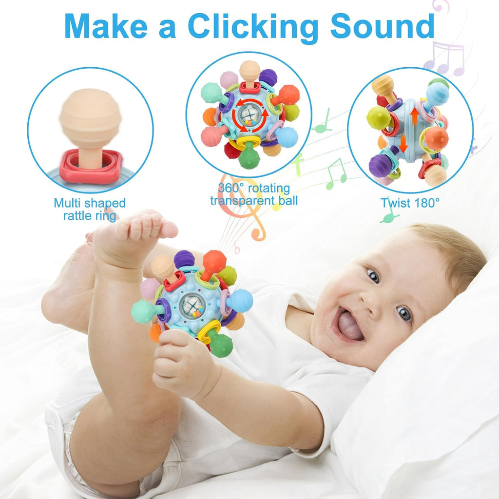 Baby Montessori Sensory Teething Toy 0-6 6-12 Months, Teether Ball & Rattle Jansha Store