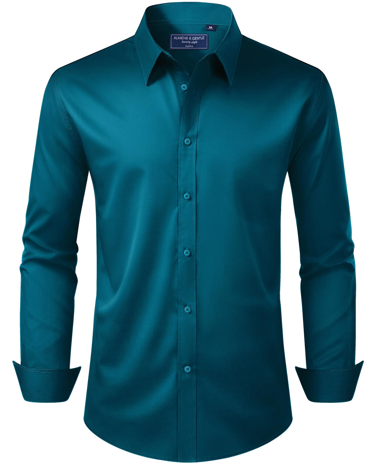Alimens & Gentle Men's Dress Shirt Regular Fit Stretch Stain Shield Long Sleeve Solid Business Wedding Button Down Shirts Jansha Store
