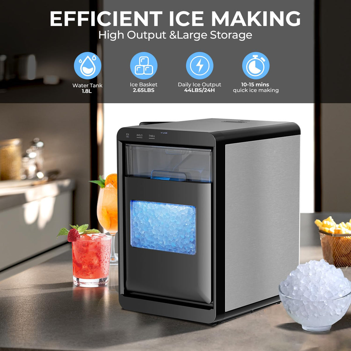 Countertop Ice Maker Machine, 8 Ice Cubes in 6 mins, 26lb/Day Bullet Ice with 2 Sizes- Portable Mini, Energy Saving & Basket/Scoop for Home/Party/Travel/Camping/Bar,Purple Jansha Store