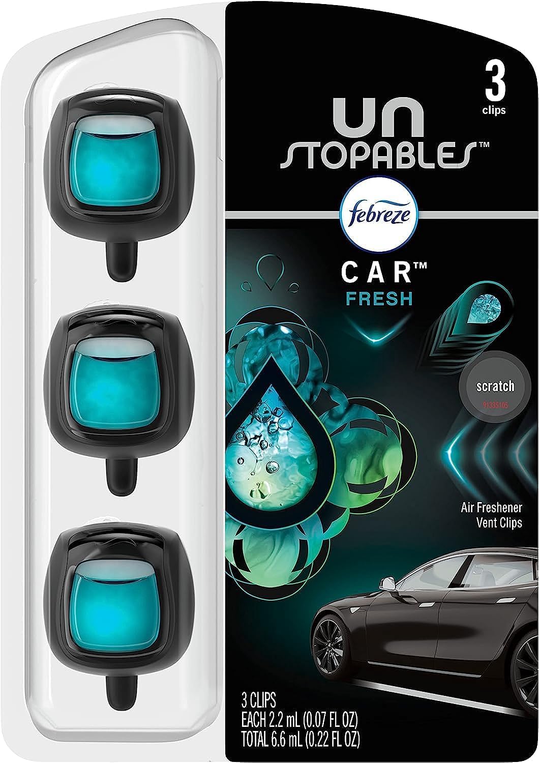 Febreze Car Air Freshener, Odor-Fighting Automotive Vent Clip, Scented Car Accessories, Long Lasting for Strong Odors, Unstopables Fresh Scent, .07 fl oz, 4 Count Jansha Store