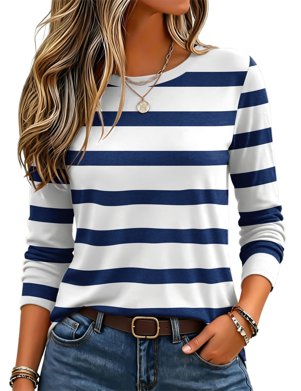Zeagoo Women's Casual Shirts Long Sleeve Tops Crewneck Tshirts Fall Clothes Jansha Store