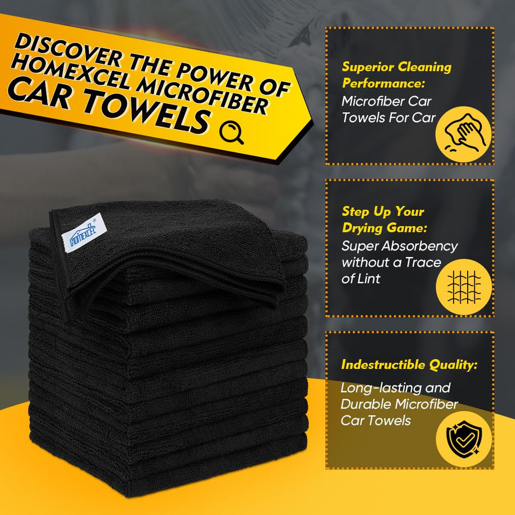 HOMEXCEL Microfiber Cleaning Cloth 12 Pack, 12.5 x 12.5 inch Microfiber Towels for Cars, Ultra Absorbent Washing Cloth, Lint Free Streak Free Cleaning Rags for Car, Kitchen, and Window (Grey) Jansha Store