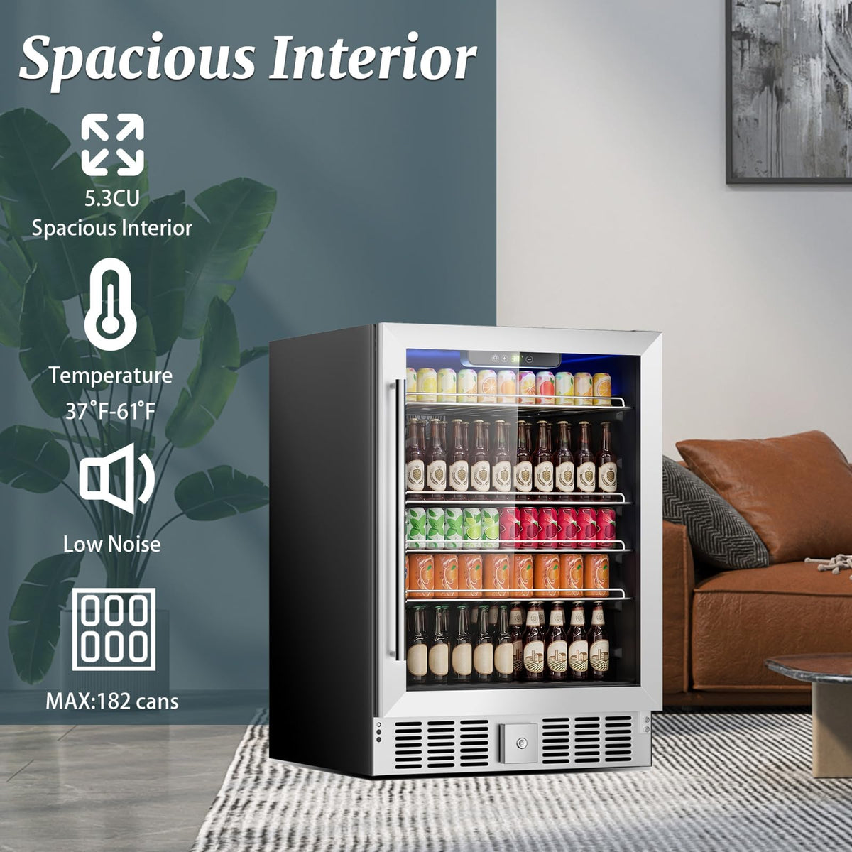 DOGHLY 1.7 Cu.ft Mini Fridge Glass Door, 72 Cans Beverage Refrigerator Jansha Store