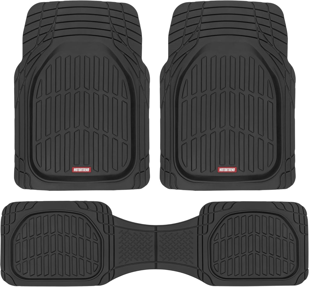 Motor Trend FlexTough Floor Mats for Cars, Black Deep Dish All-Weather Car Mats, Waterproof Trim-to Fit Automotive Floor Mats for Cars Trucks SUV, Universal Floor Liner Car Accessories Jansha Store