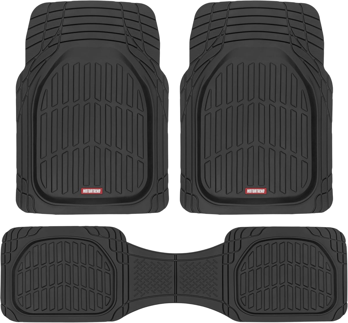 Motor Trend FlexTough Floor Mats for Cars, Black Deep Dish All-Weather Car Mats, Waterproof Trim-to Fit Automotive Floor Mats for Cars Trucks SUV, Universal Floor Liner Car Accessories Jansha Store