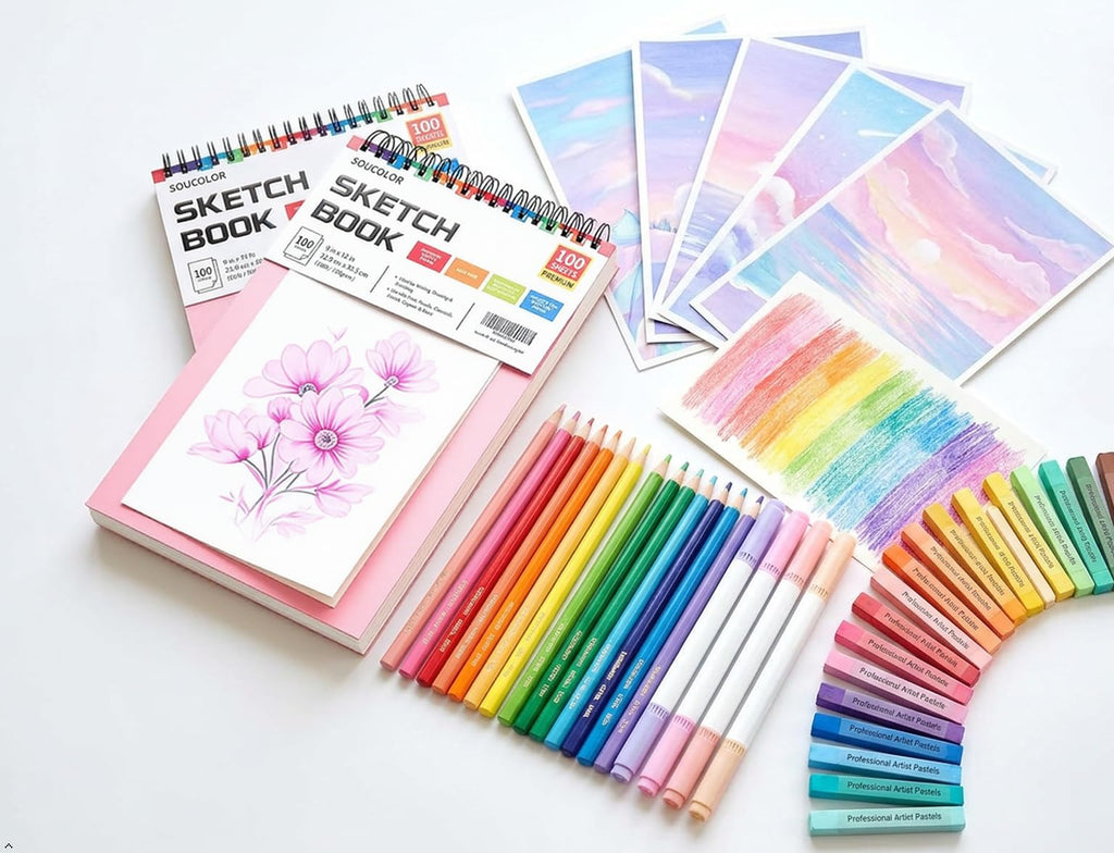 Soucolor Sketch Book 9" x 12", 100 Sheets Kids Art Sketchbook Drawing Pad Jansha Store