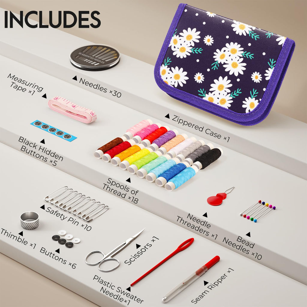 Coquimbo Sewing Kit Gifts for Adults Teen Grils Women Mom Grandma, Portable Sewing Supplies Contains Tape Measure, Scissors, Thimble, Thread, Sewing Needles (Beige, M) Jansha Store