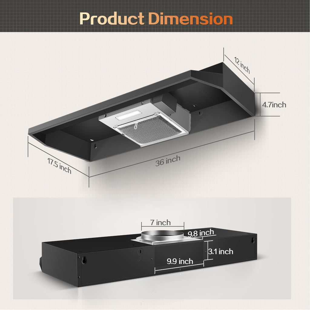 Range Hood 30 inch Under Cabinet, Stainless Steel Kitchen Vent Hood 280CFM, Built-in Kitchen Stove Hood w/Rocker Button Control, Ducted/Ductless Convertible Duct, 2 Speeds Fan, Bright LED Light Jansha Store