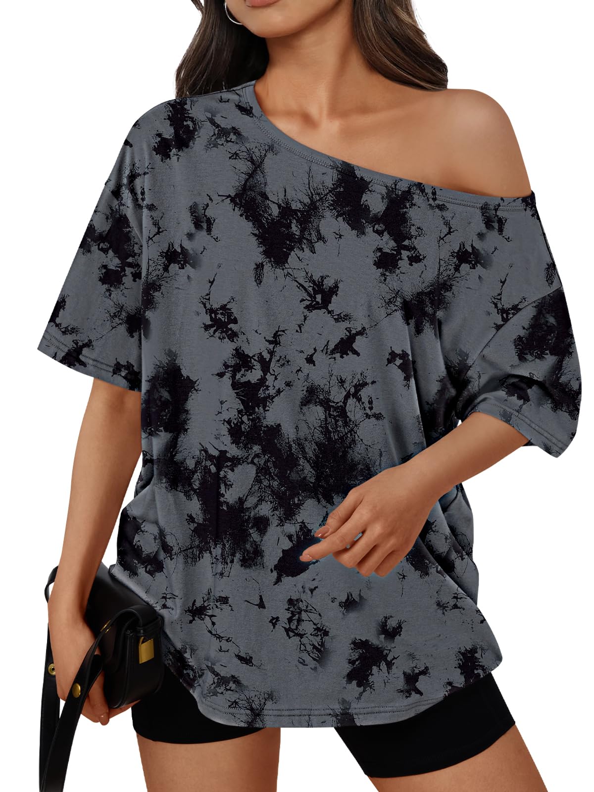 Trendy Queen Womens Off the Shoulder Tops Oversized Summer T-Shirts 2026 Jansha Store
