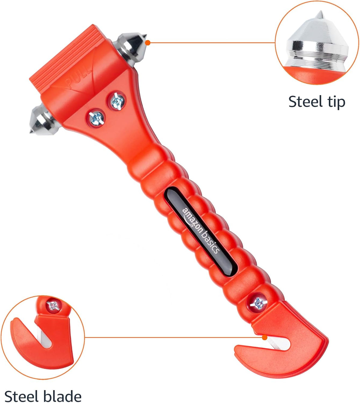 Amazon Basics Emergency Escape Tool, Window Breaker and Seatbelt Cutter, Car Safety Hammer with Protective Bracket, Bright Orange, 2 Pack, SW-835 Jansha Store