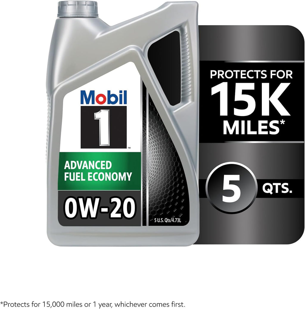 Mobil 1 Advanced Fuel Economy Full Synthetic Motor Oil 0W-20, 5 Quart Jansha Store