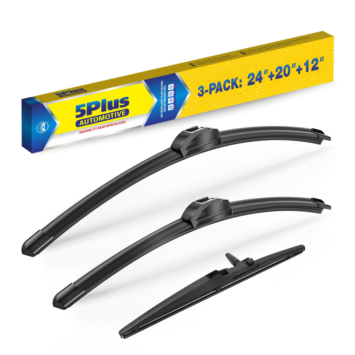 5 PLUS 20" Wiper Blades 2 Pack for J/U HOOK Front Arms,Premium All-Seasons Jansha Store