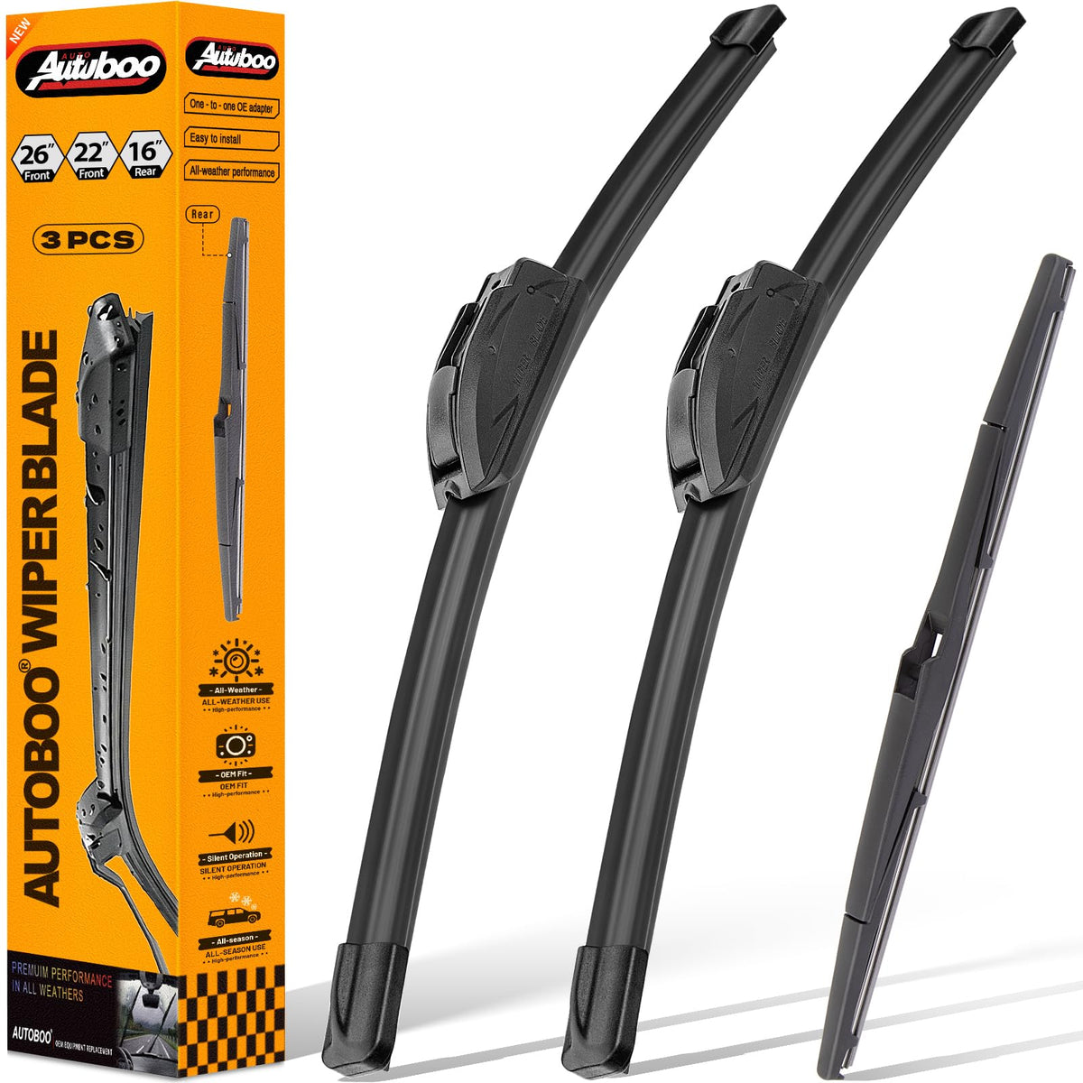 AUTOBOO Windshield Wiper Blade Replacement for Toyota RAV4 Mazda 5 Jansha Store