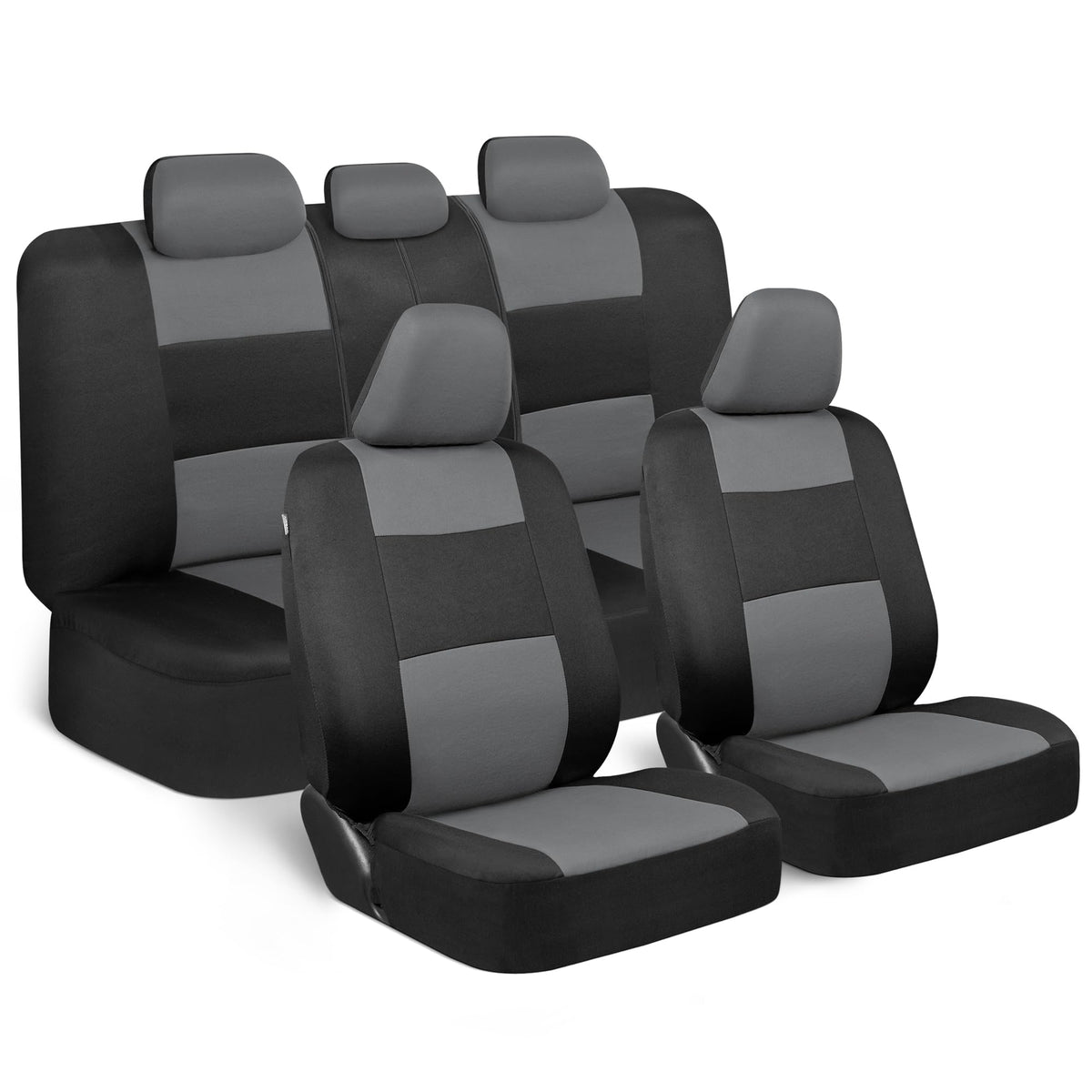 BDK PolyPro Car Seat Covers Full Set in Solid Black, Front and Rear Split Bench Seat Covers for Cars, Easy to Install Car Seats Cover Set and Accessories for Auto Trucks Van SUV - Solid Black Jansha Store