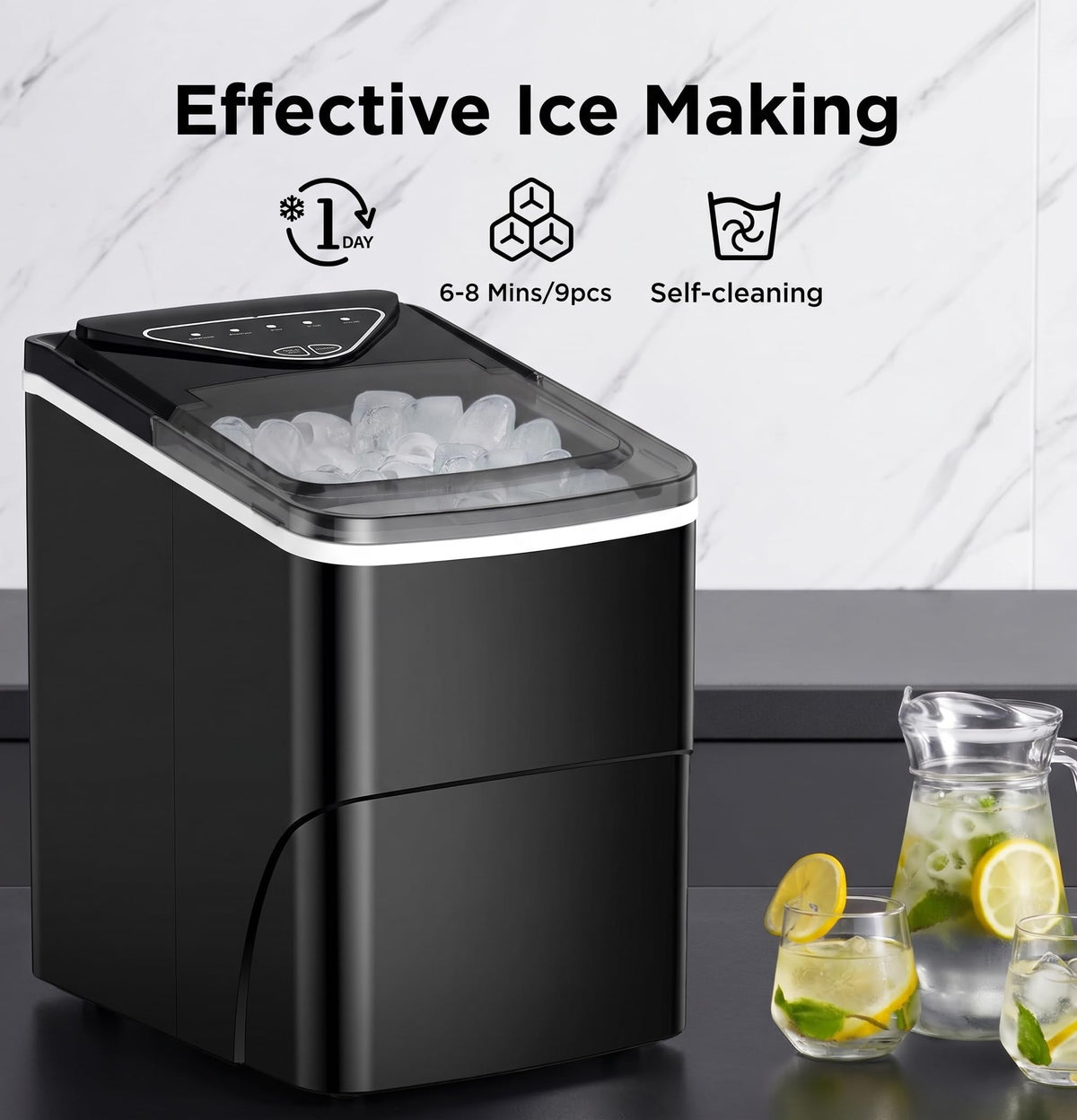 Silonn Countertop Ice Maker, Ice Makers Countertop with 2.5L Expandable Ice Basket & 1.8L Water Tank, 26Lbs/24H, 9 Bullet Ice in 6 Mins, Self-Cleaning, 2 Ice Sizes for Home Kitchen Jansha Store