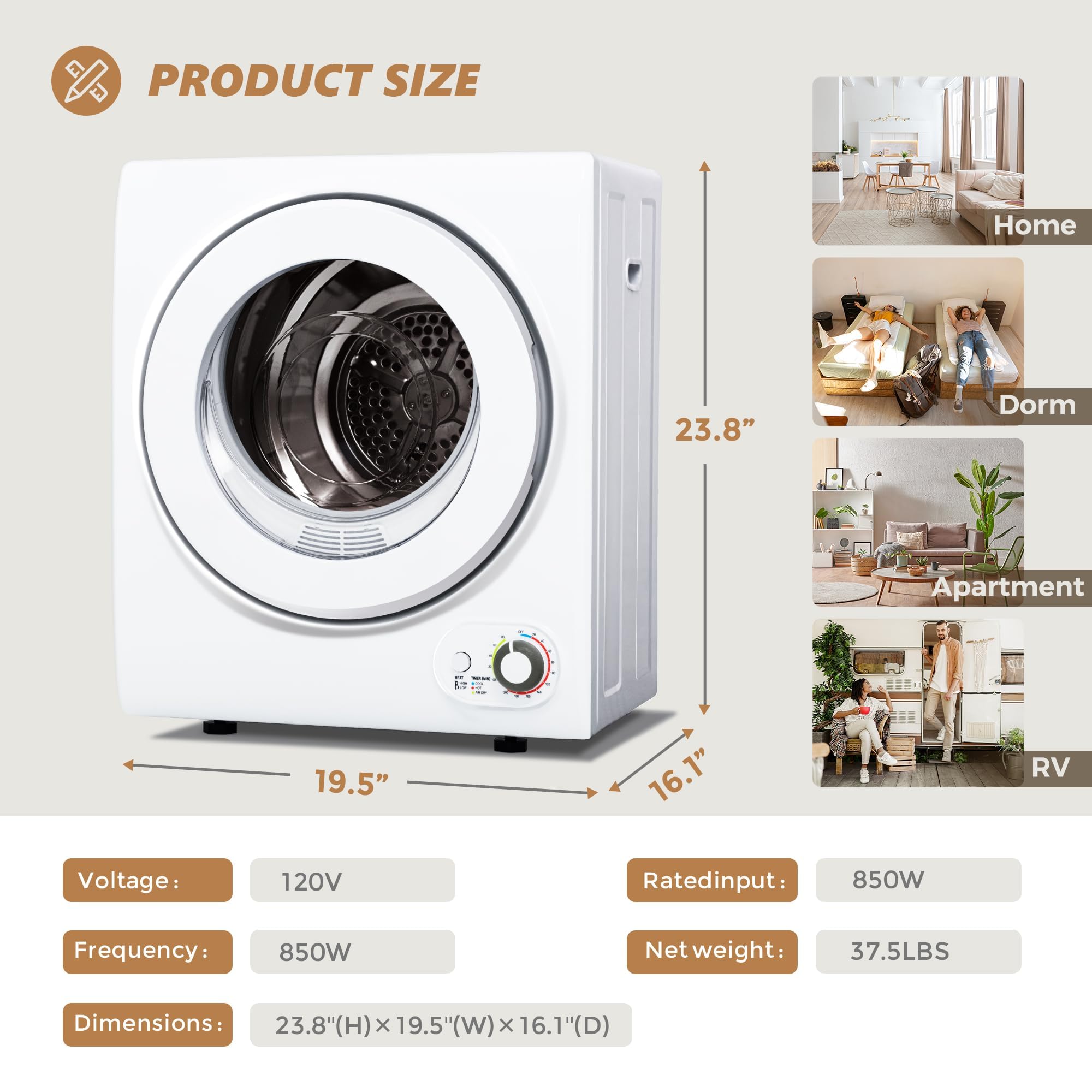 3.5 Cu. Ft. Portable Clothes Dryer for Laundry Jansha Store