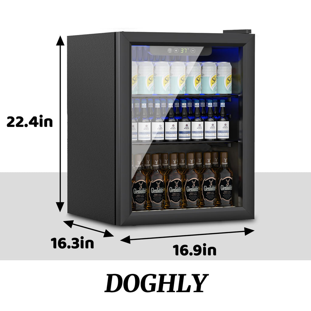 DOGHLY 1.7 Cu.ft Mini Fridge Glass Door, 72 Cans Beverage Refrigerator Jansha Store