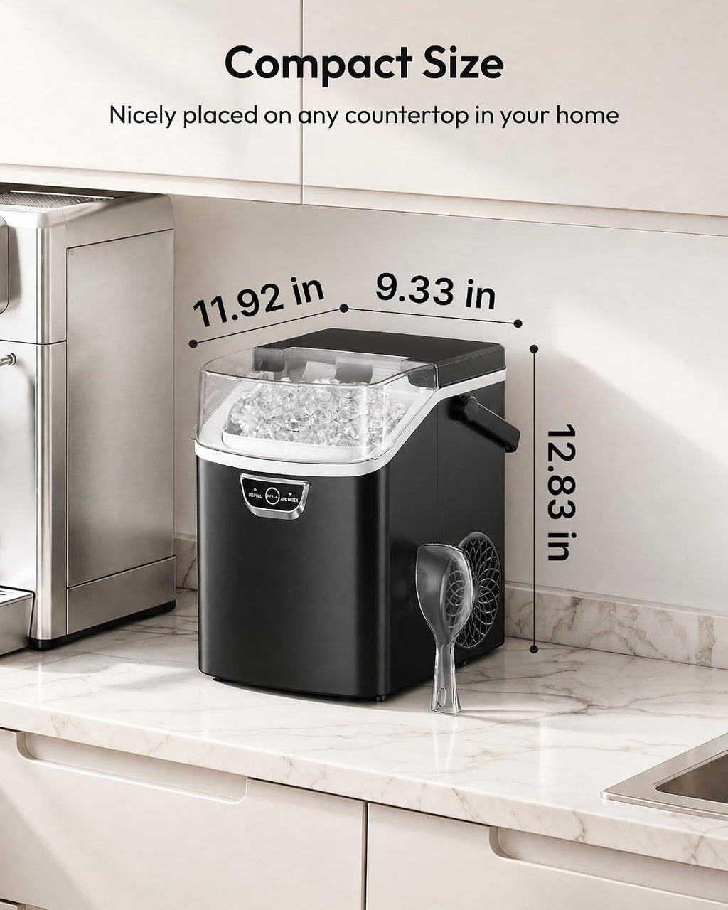 EUHOMY Nugget Ice Maker Countertop with Handle, Max 40lbs Daily Sonic Ice Jansha Store