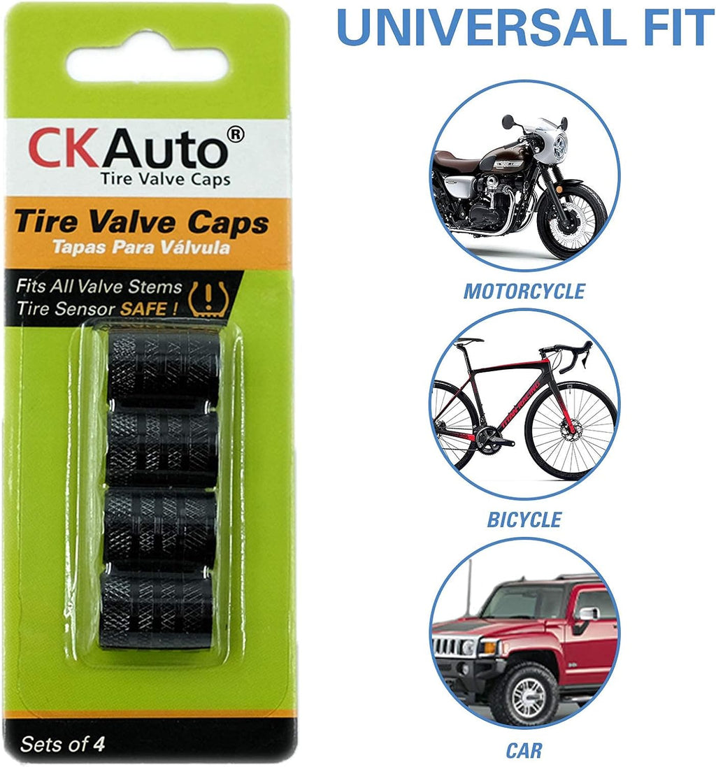 CKAuto Tire Valve Stem Caps, Aluminum Black, 4 pcs/Pack Jansha Store