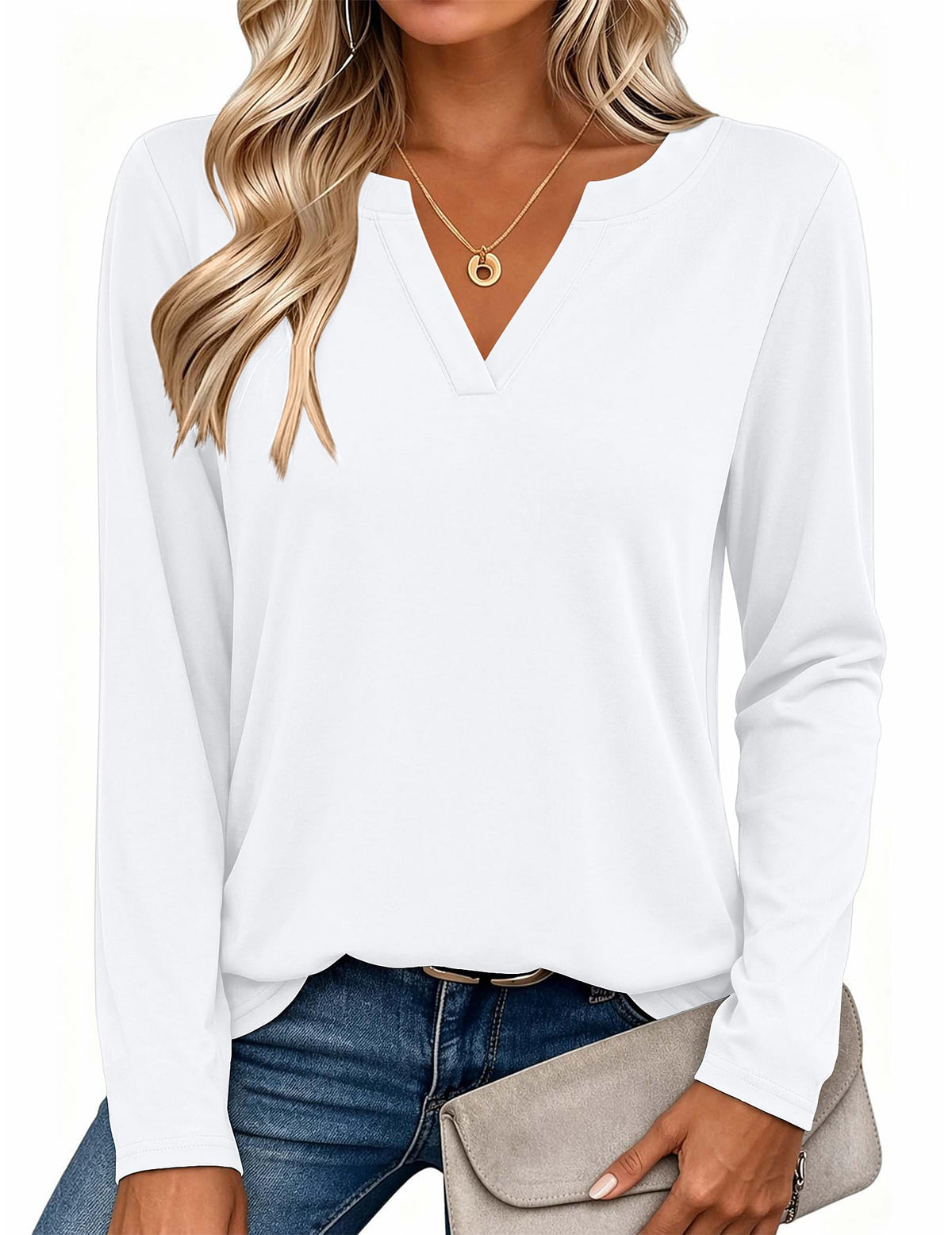 Zeagoo Womens Tops Long Sleeve V Neck Tee Shirts Cute Dressy Casual Jansha Store