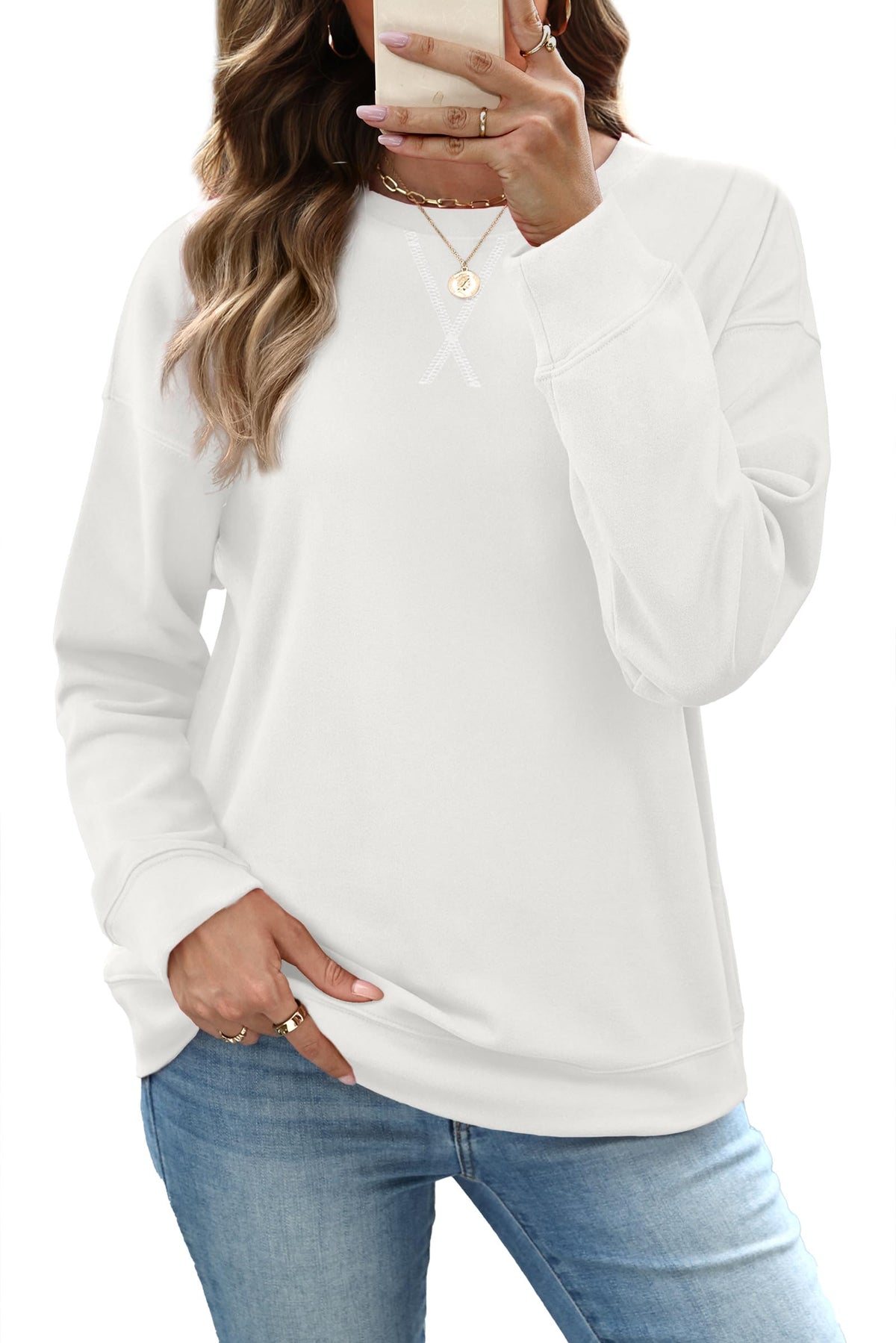 RUMIA Women's Crew Neck Sweatshirt Long Sleeve Tops for Women Fall Clothes Jansha Store
