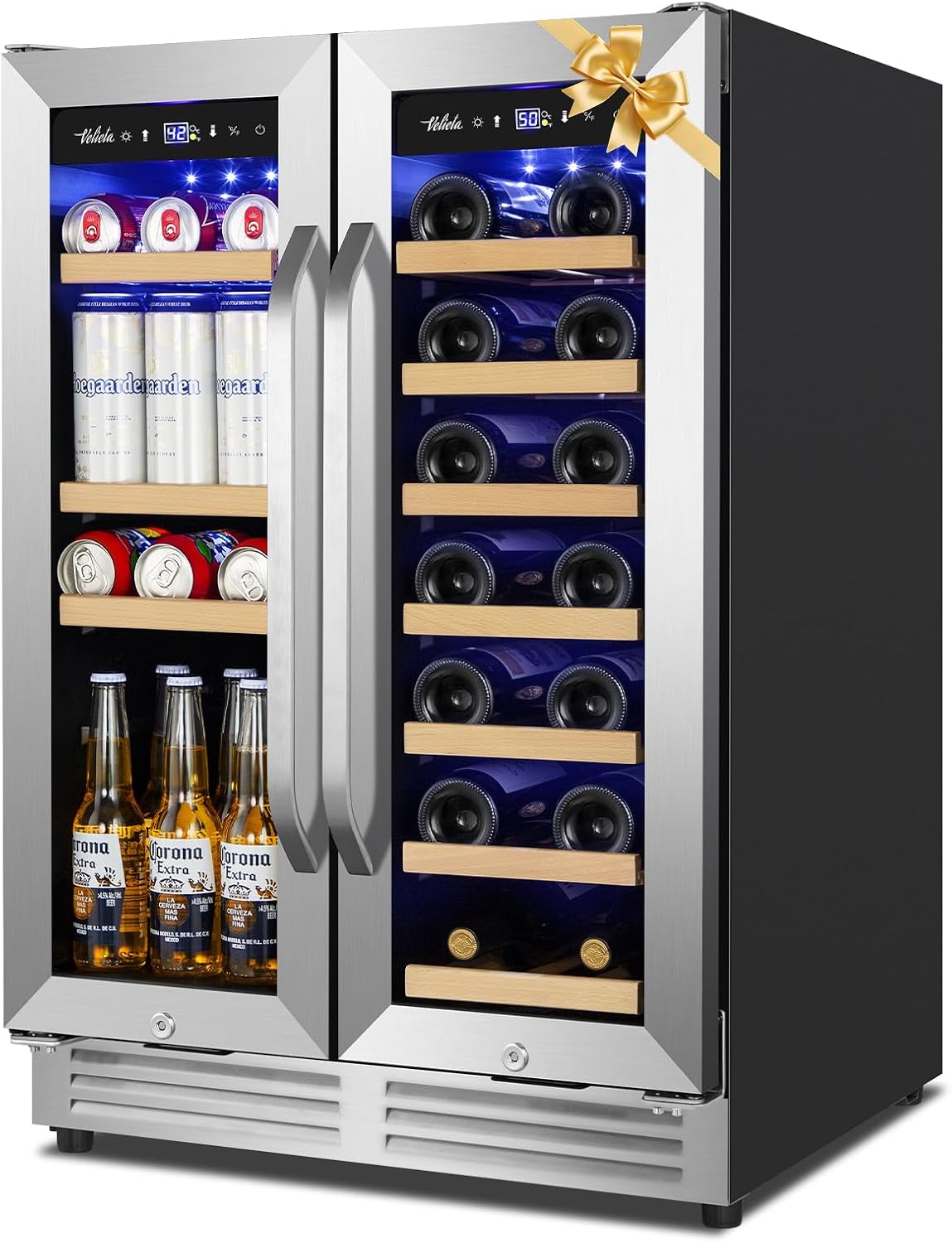 24 Inch Upgraded Dual Zone Wine and Beverage Refrigerator Cooler Jansha Store