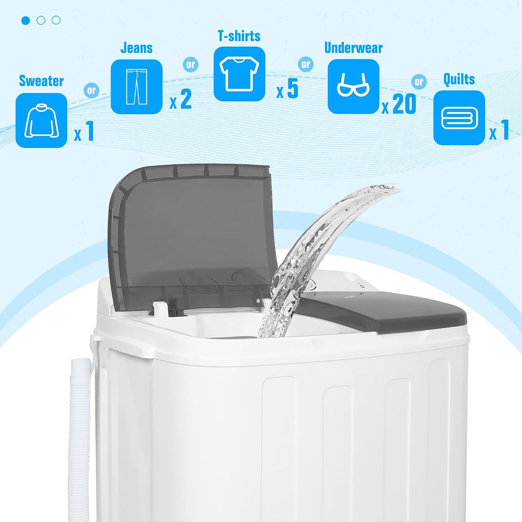 Superday Portable Washing Machine, 25.3lbs Mini Washing Machine and Spin Dryer Combo, Mini Twin Tub Laundry Machine for Camping, Apartments, Dorms, College Rooms, RV, Delicates, Grey Jansha Store