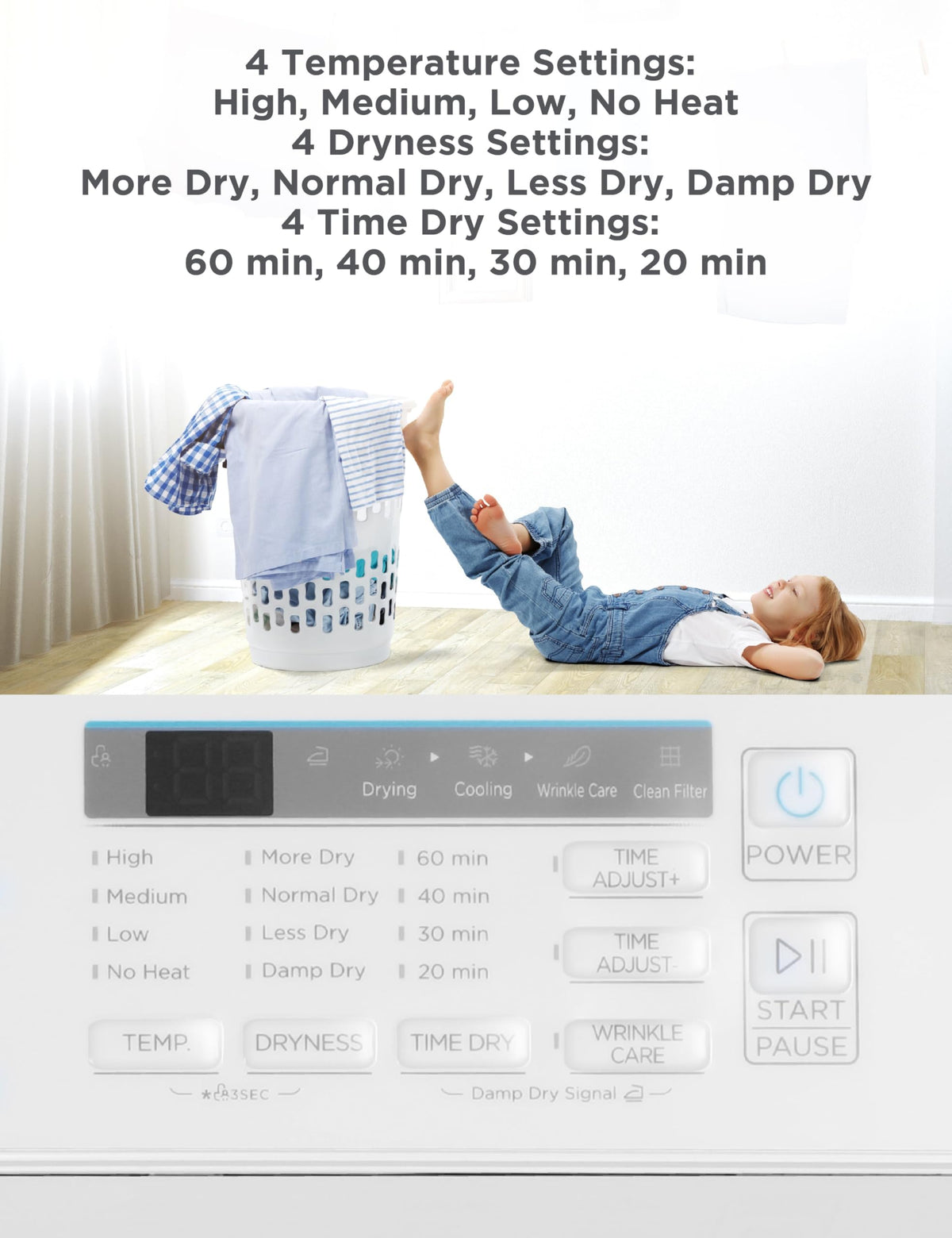 BLACK+DECKER 2.65 Cu. Ft. Portable Dryer, 8.8 lb. Capacity, BCED26, White Jansha Store