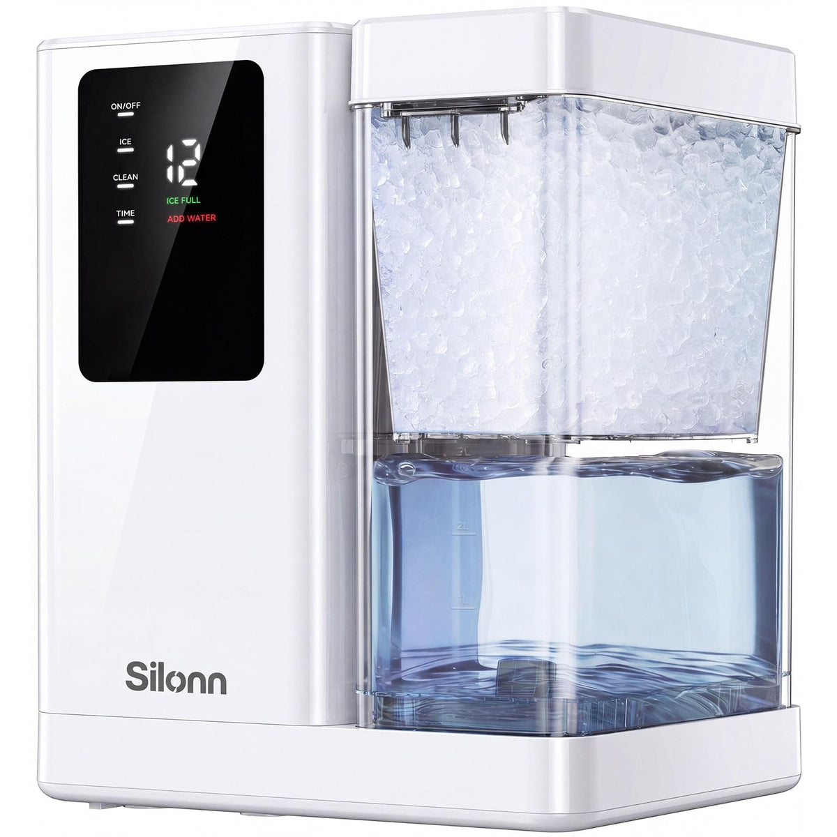 Silonn Ice Maker Countertop, 9 Cubes Ready in 6 Mins, 26lbs in 24Hrs, Self-Cleaning Ice Machine with Ice Scoop and Basket, 2 Sizes of Bullet Ice for Home Kitchen Office Bar Party Jansha Store