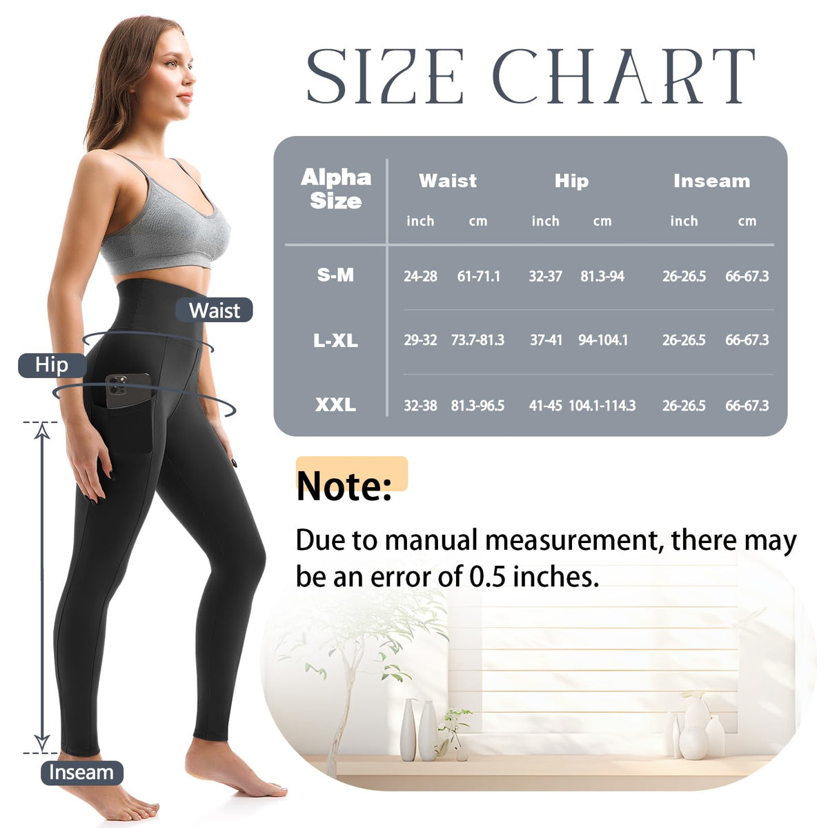 Leafigure 2-Pack High Waist Leggings with Pockets for Women Jansha Store