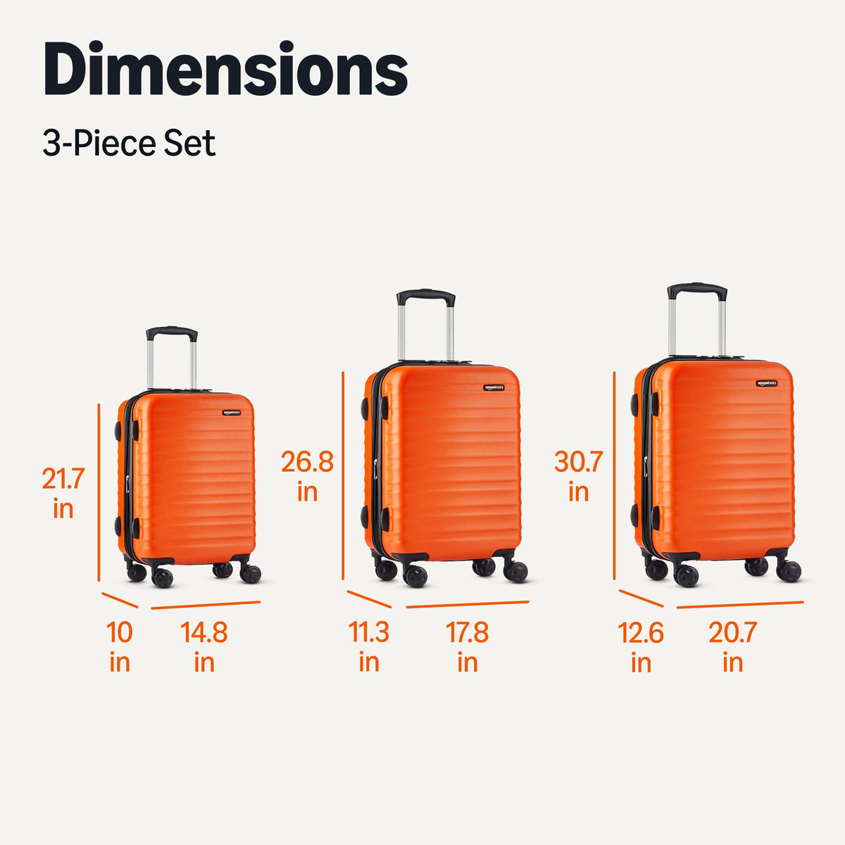 Amazon Basics 3-Piece Hardshell Suitcases Set (21", 26", 30"), Expandable For Up to 25% More Space, With Scratch-Resistant Finish, Four Multi-Directional Wheels, Rose Gold Jansha Store