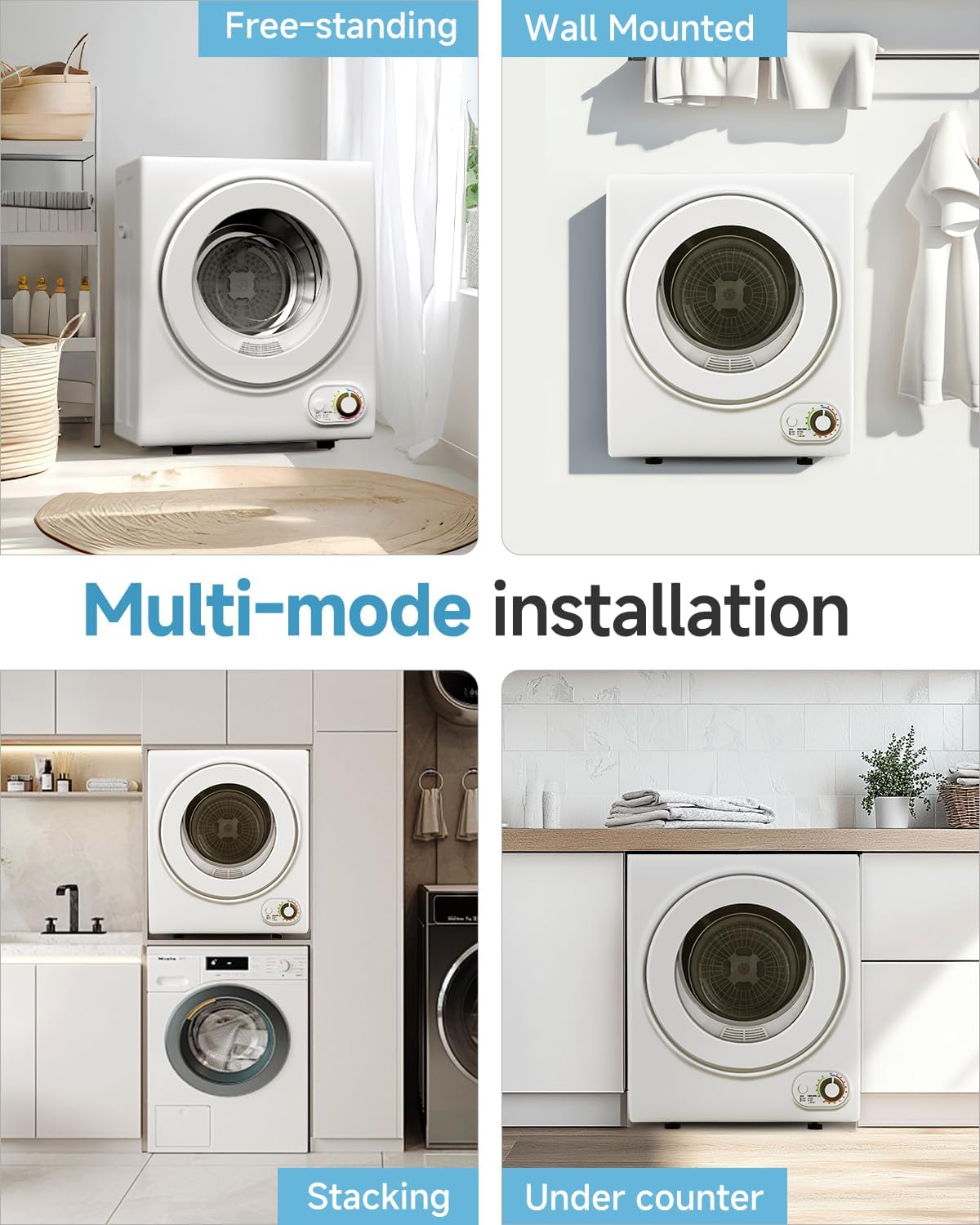 Feelfunn 850W Portable Clothes Dryer with 4 Automatic Drying Modes Jansha Store