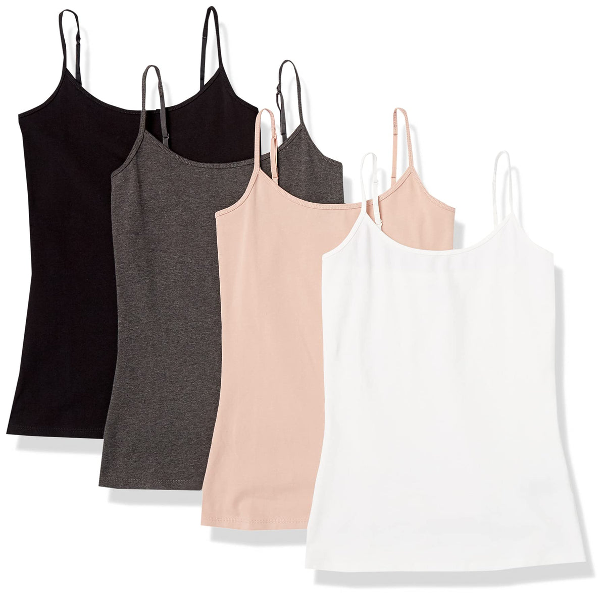 Woman wearing a slim-fit camisole as a base layer under an open shirt