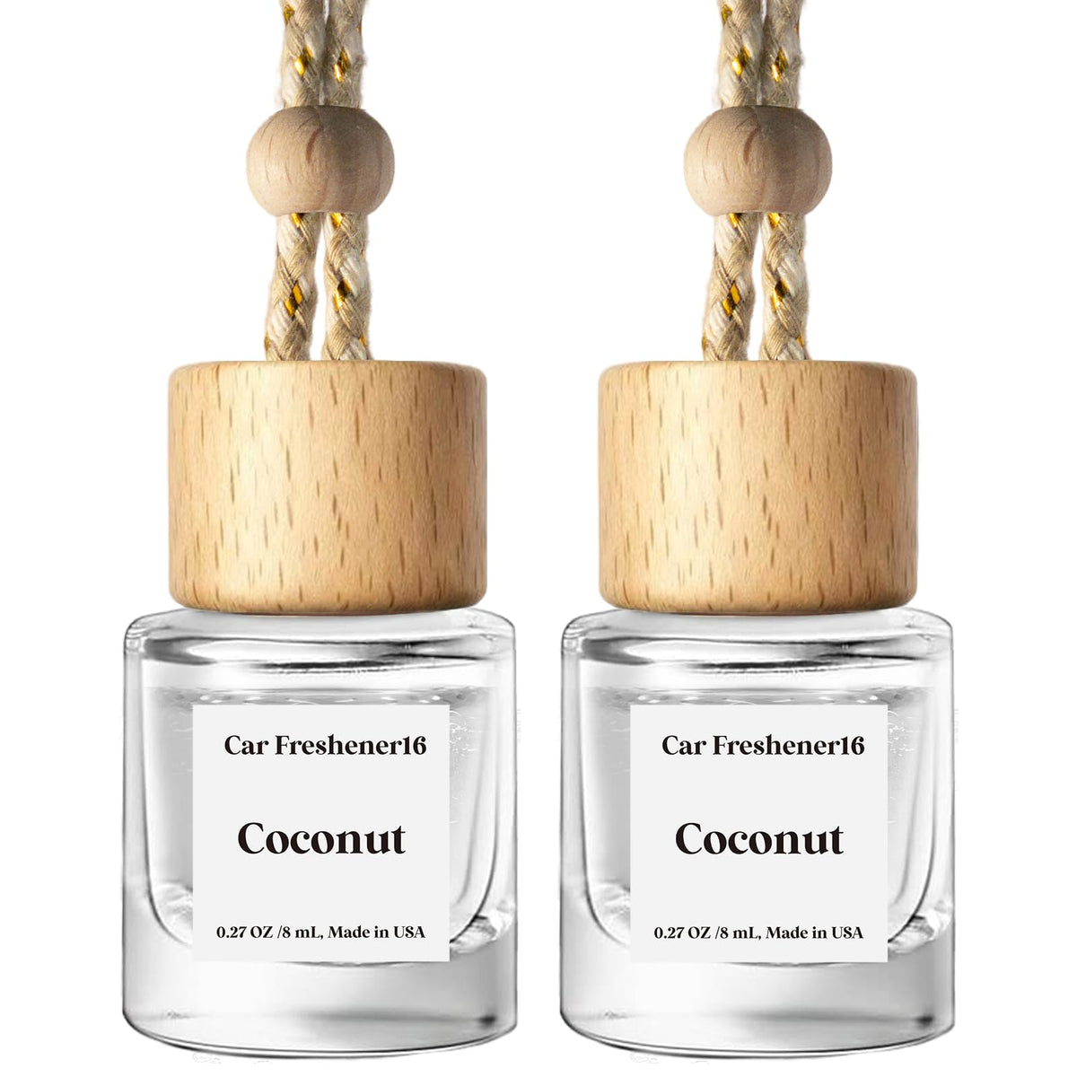 C Classy Car Air Freshener Hanging 2 Pack, Mahogany Teakwood Essential Oil Diffuser, Cute Glass Bottle, Long-Lasting Fragrance Car Accessories for Women & Men, Made in USA Jansha Store