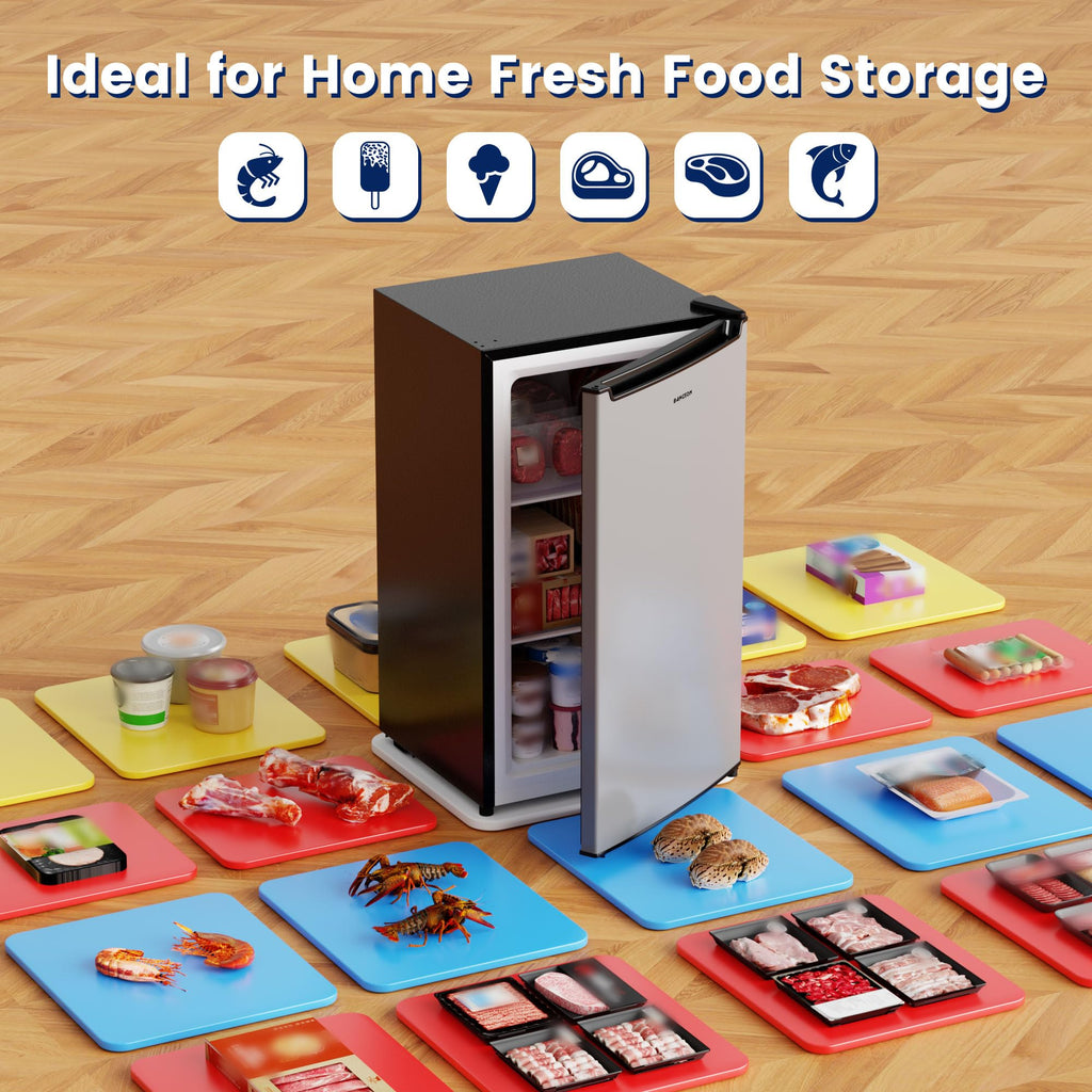 BANGSON 1.1 Cu.ft Upright Mini Freezer for Dorms Apartment, Silver Jansha Store