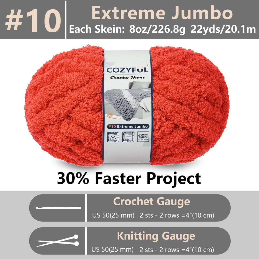 Cozyful Chunky Yarn for Hand Knitting - #10 Chunky Chenille Yarn, Jumbo Big Thick Chunky Yarns for Crocheting, Super Bulky Chunky Knit Blanket Yarns, 8 Skein (22 yds 8 oz Each Skein), Soft Sage Green Jansha Store
