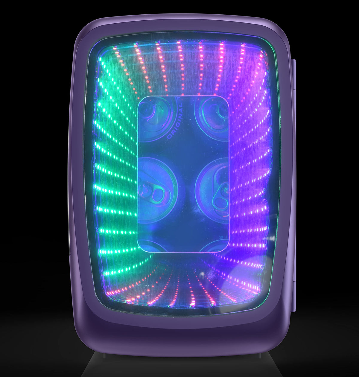 Frigidaire Gaming Light Up Mini Beverage Refrigerator, 6 can, 4 liters, Cooler with large see through door and LED lights Perfect for Gaming Experience, Home, Office, or Cars.12V Charger (Blue) Jansha Store