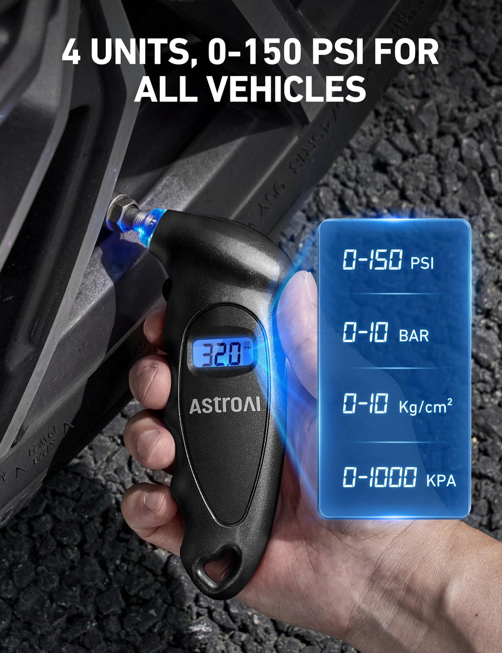 AstroAI Digital Tire Pressure Gauge 150PSI, ±1PSI Accuracy for Car Truck Jansha Store