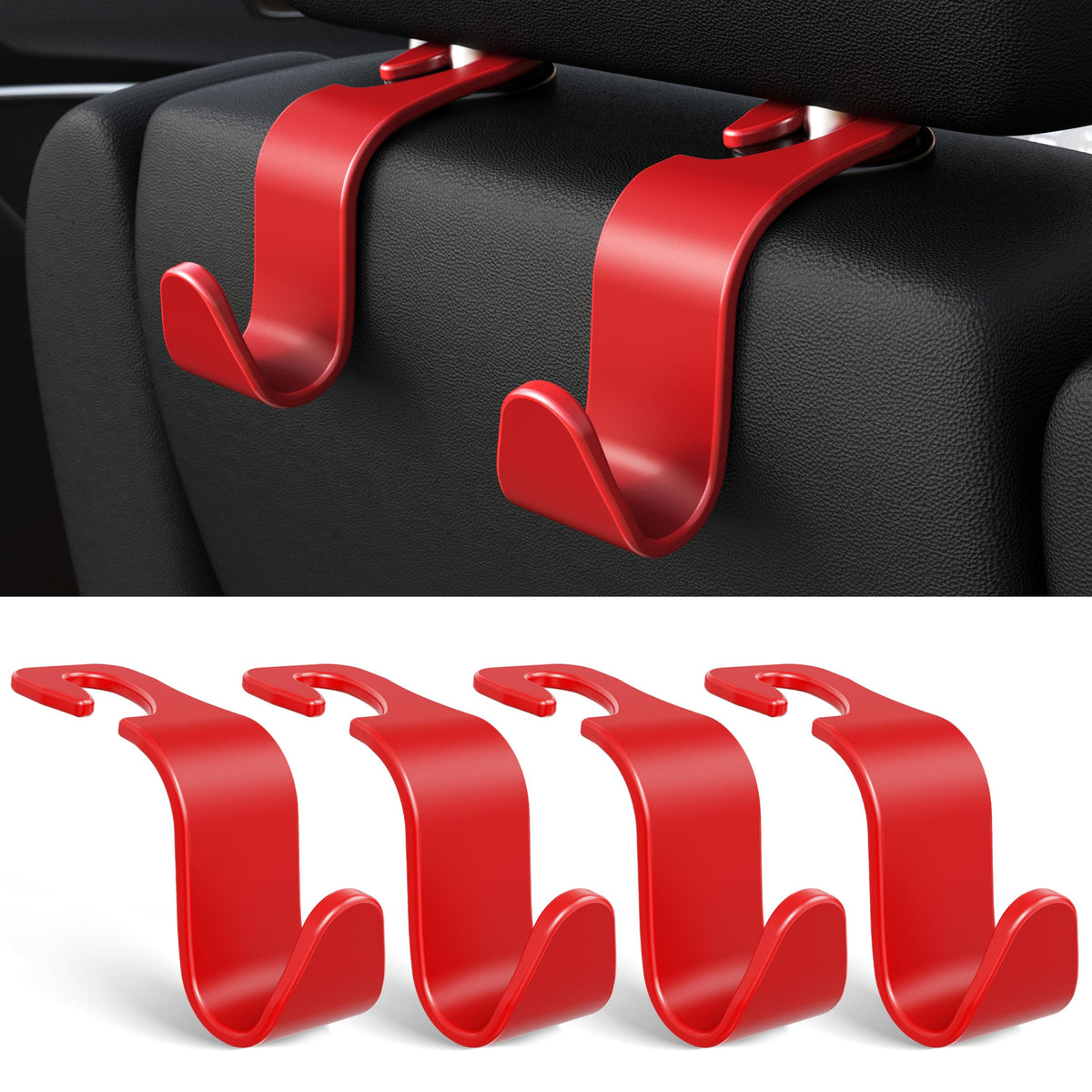 4-Pack Car Headrest Hooks Holds 55lbs Seat Storage Organizer for Bags Jansha Store