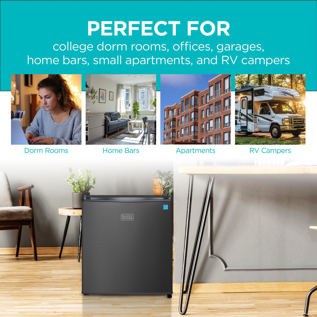 BLACK+DECKER 2.5 Cu. Ft. Compact Refrigerator, BCRK25V, Stainless Look Jansha Store
