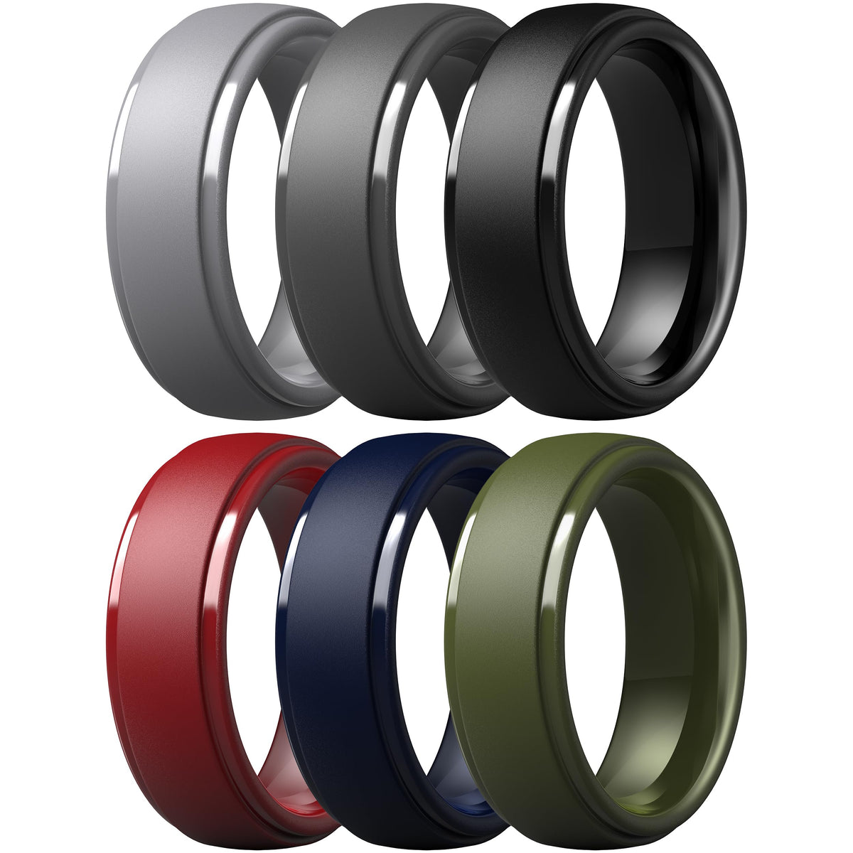 ThunderFit Silicone Rings for Men, Step Edge Rubber Wedding Bands 10mm Wide Jansha Store