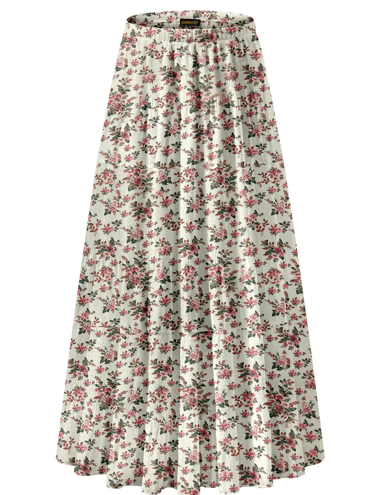 NASHALYLY Women's Chiffon Elastic High Waist Pleated A-Line Maxi Skirts Jansha Store