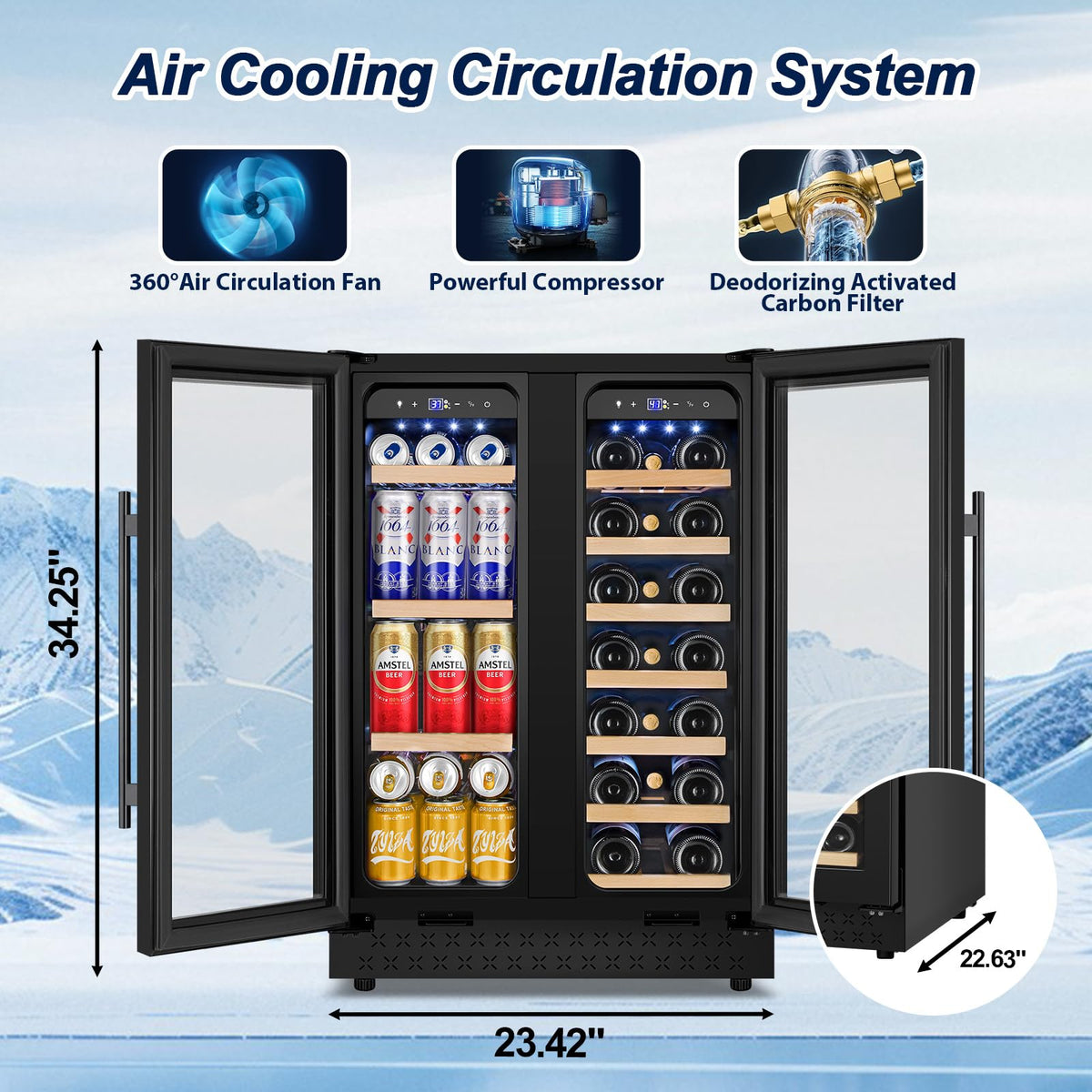 24 Inch Upgraded Dual Zone Wine and Beverage Refrigerator Cooler Jansha Store